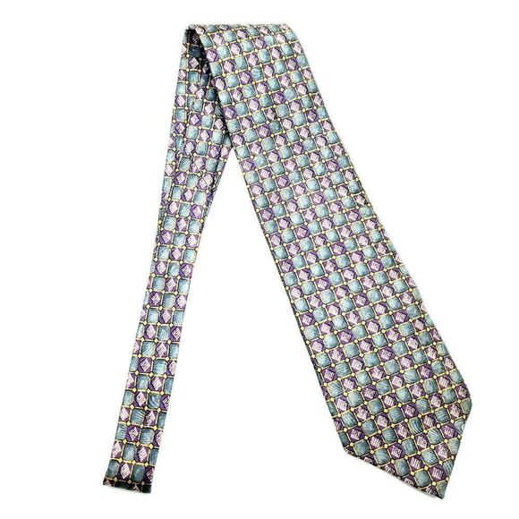 Henry Grethel Silk Tie Purple Wide Print‎ - Picture 6 of 6